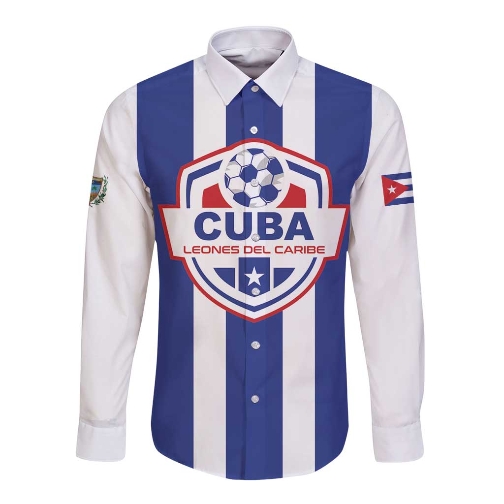 Custom Cuba Football Long Sleeve Button Shirt Los Leones del Caribe