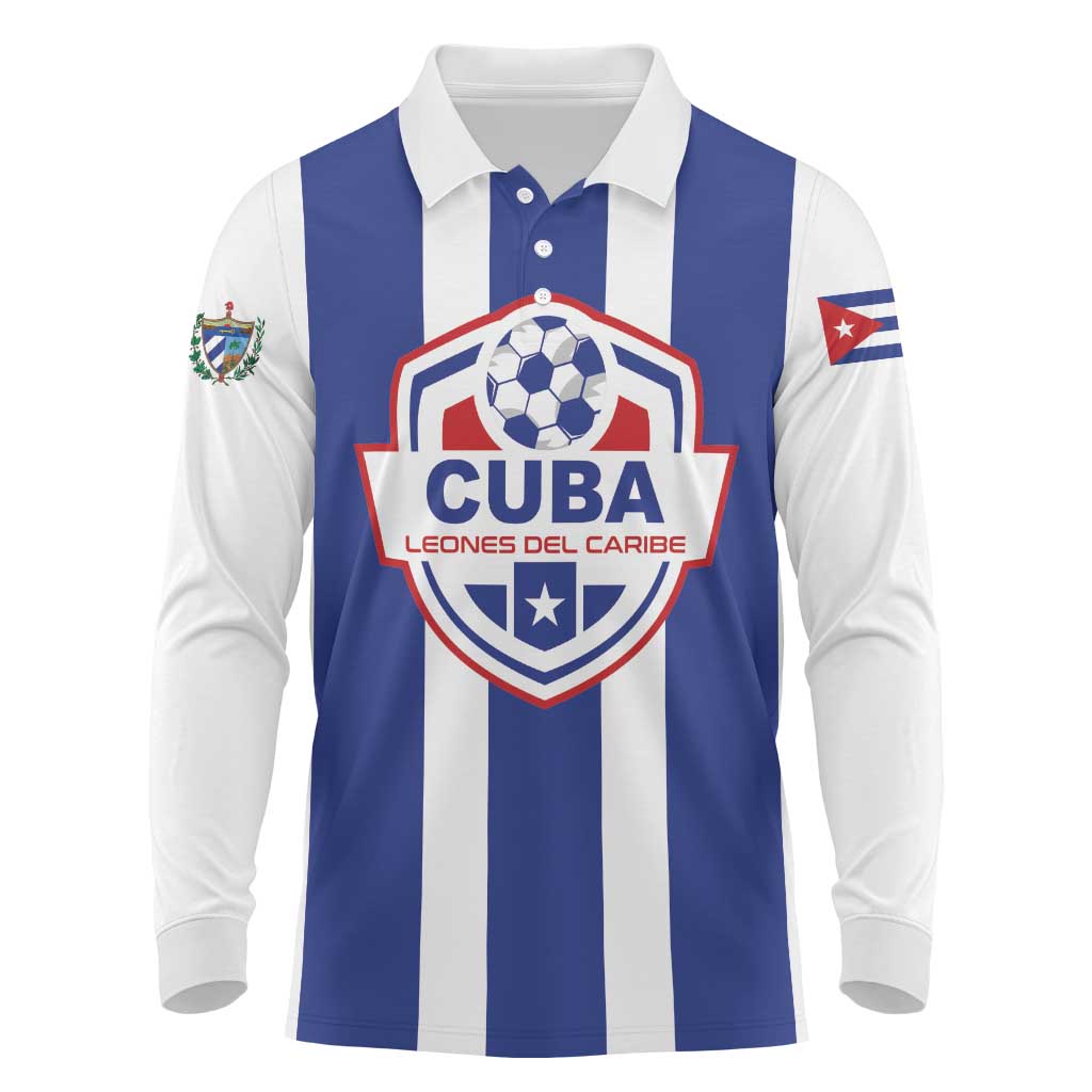 Custom Cuba Football Long Sleeve Polo Shirt Los Leones del Caribe