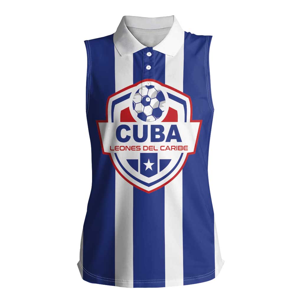 Custom Cuba Football Women Sleeveless Polo Shirt Los Leones del Caribe