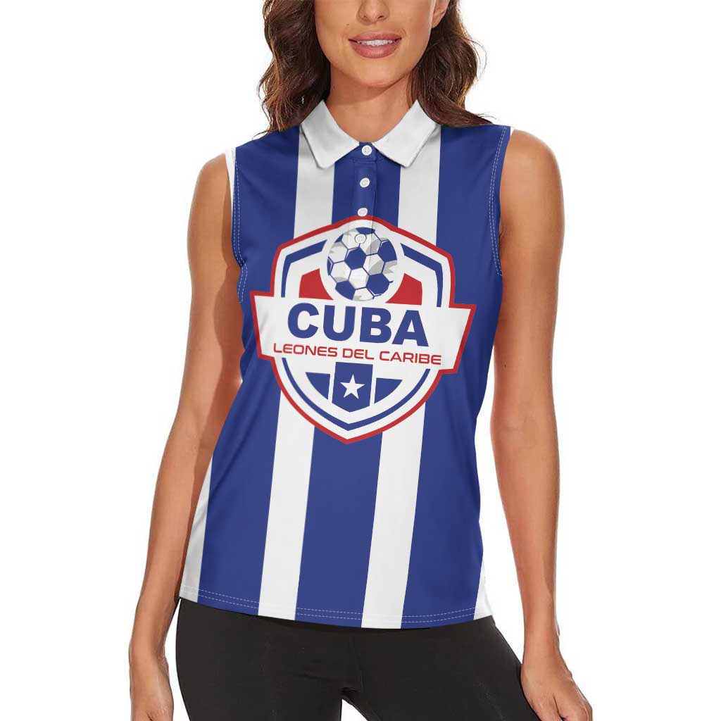 Custom Cuba Football Women Sleeveless Polo Shirt Los Leones del Caribe