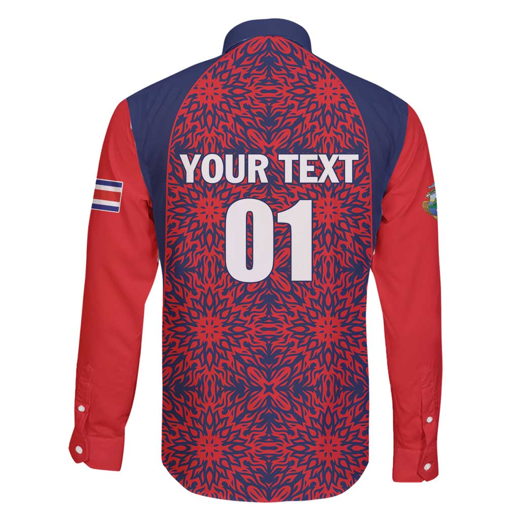 Custom Costa Rica Football Family Matching Long Sleeve Bodycon Dress and Hawaiian Shirt Los Ticos Unique Pattern