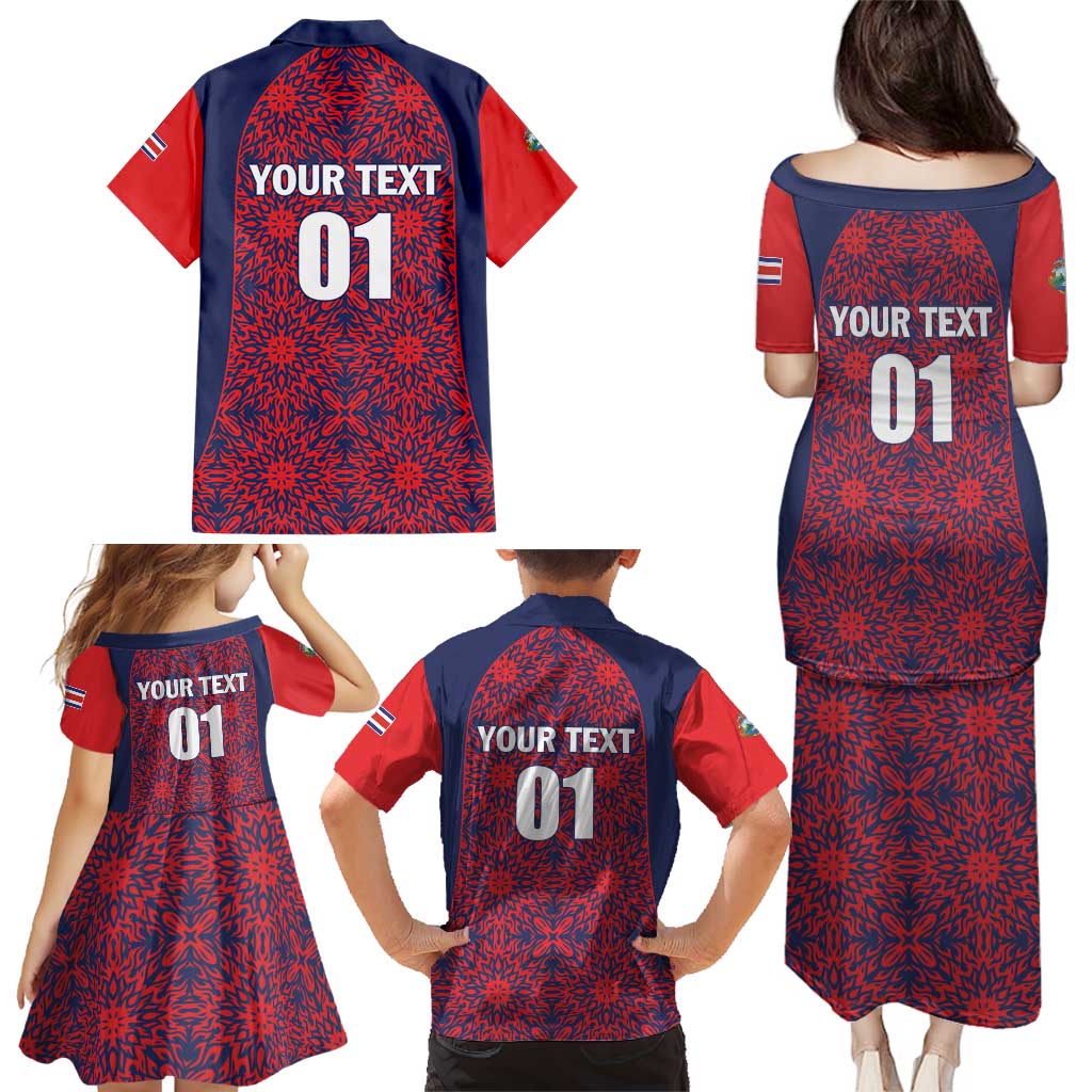 Custom Costa Rica Football Family Matching Puletasi and Hawaiian Shirt Los Ticos Unique Pattern