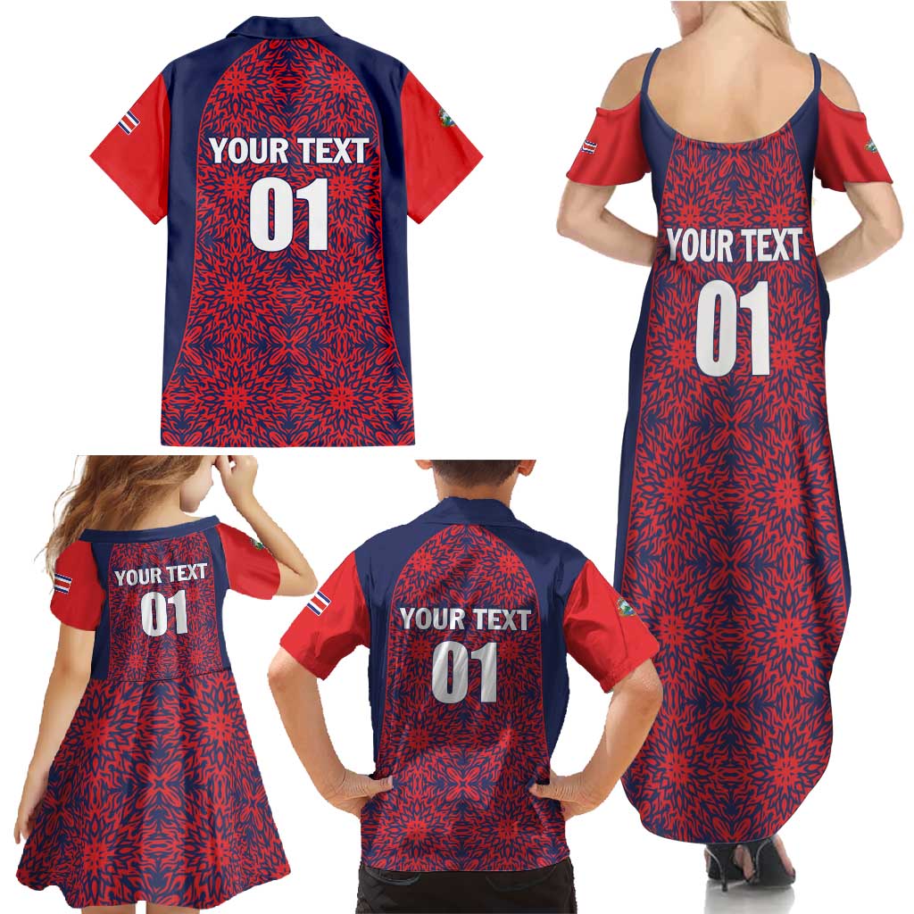 Custom Costa Rica Football Family Matching Summer Maxi Dress and Hawaiian Shirt Los Ticos Unique Pattern