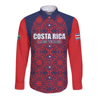 Custom Costa Rica Football Long Sleeve Button Shirt Los Ticos Unique Pattern