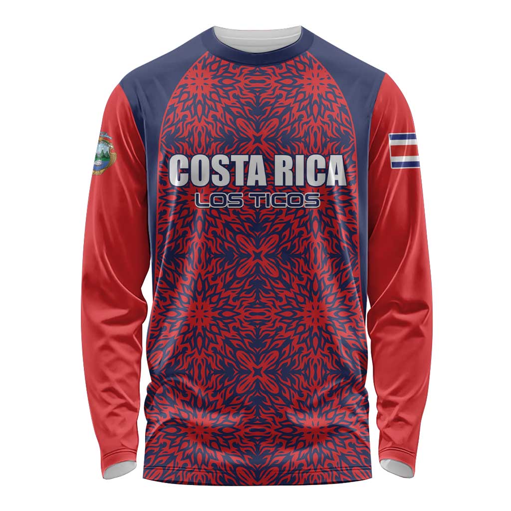 Custom Costa Rica Football Long Sleeve Shirt Los Ticos Unique Pattern