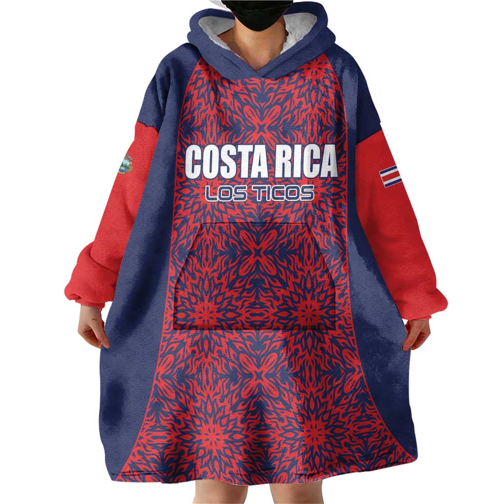 Custom Costa Rica Football Wearable Blanket Hoodie Los Ticos Unique Pattern