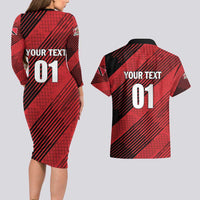 Custom Trinidad and Tobago Football Couples Matching Long Sleeve Bodycon Dress and Hawaiian Shirt Soca Warriors In My Heart