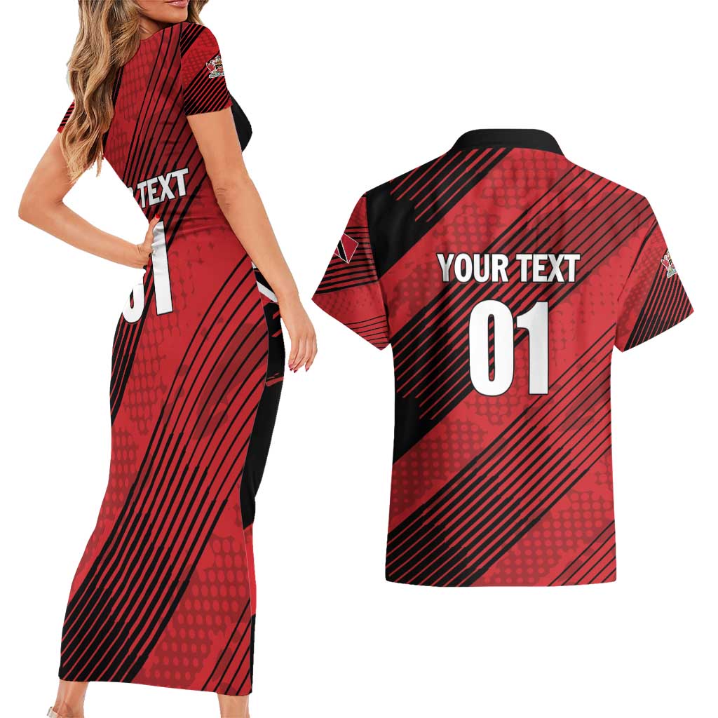 Custom Trinidad and Tobago Football Couples Matching Short Sleeve Bodycon Dress and Hawaiian Shirt Soca Warriors In My Heart