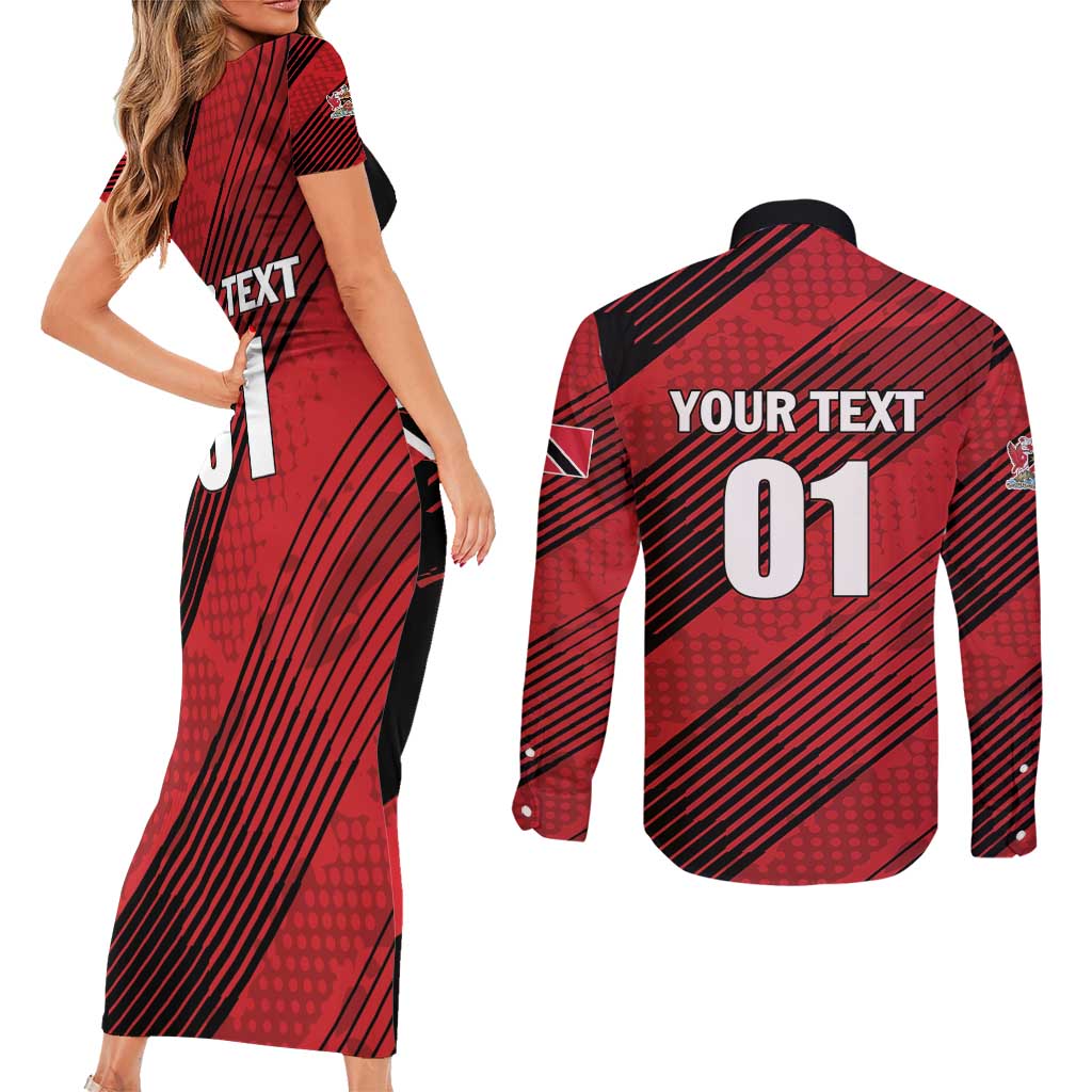 Custom Trinidad and Tobago Football Couples Matching Short Sleeve Bodycon Dress and Long Sleeve Button Shirt Soca Warriors In My Heart