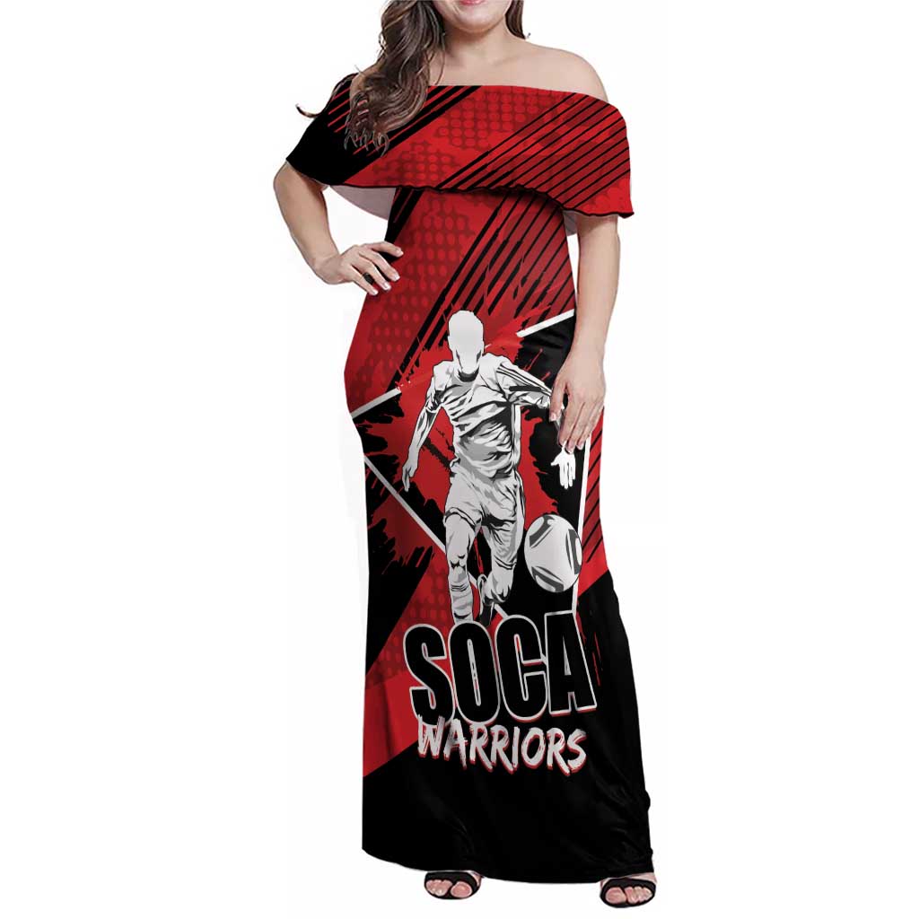 Custom Trinidad and Tobago Football Family Matching Off Shoulder Maxi Dress and Hawaiian Shirt Soca Warriors In My Heart