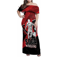 Custom Trinidad and Tobago Football Family Matching Off Shoulder Maxi Dress and Hawaiian Shirt Soca Warriors In My Heart