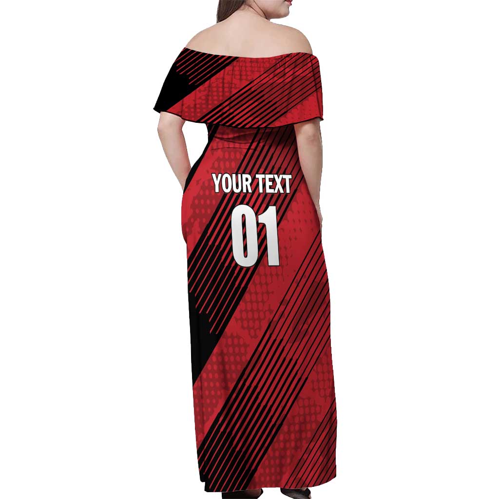 Custom Trinidad and Tobago Football Off Shoulder Maxi Dress Soca Warriors In My Heart
