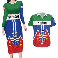 Personalized Canada Yukon Territories Couples Matching Long Sleeve Bodycon Dress and Hawaiian Shirt Larger Than Life