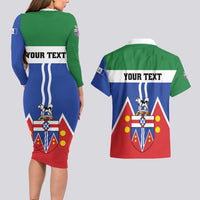 Personalized Canada Yukon Territories Couples Matching Long Sleeve Bodycon Dress and Hawaiian Shirt Larger Than Life