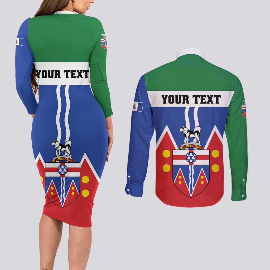Personalized Canada Yukon Territories Couples Matching Long Sleeve Bodycon Dress and Long Sleeve Button Shirt Larger Than Life