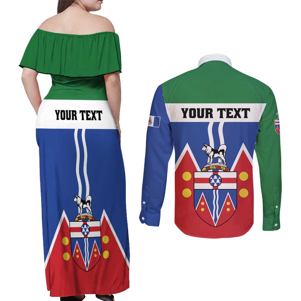 Personalized Canada Yukon Territories Couples Matching Off Shoulder Maxi Dress and Long Sleeve Button Shirt Larger Than Life