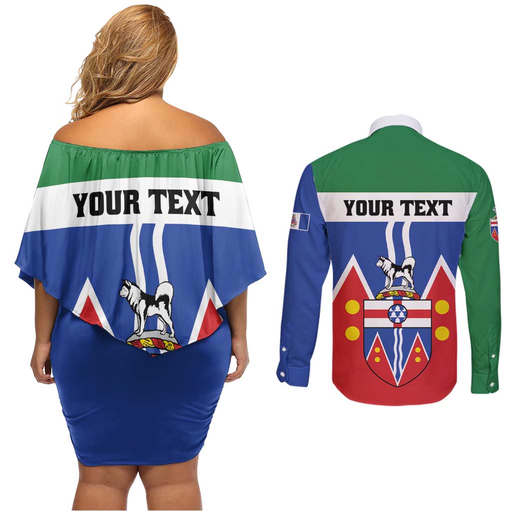 Personalized Canada Yukon Territories Couples Matching Off Shoulder Short Dress and Long Sleeve Button Shirt Larger Than Life