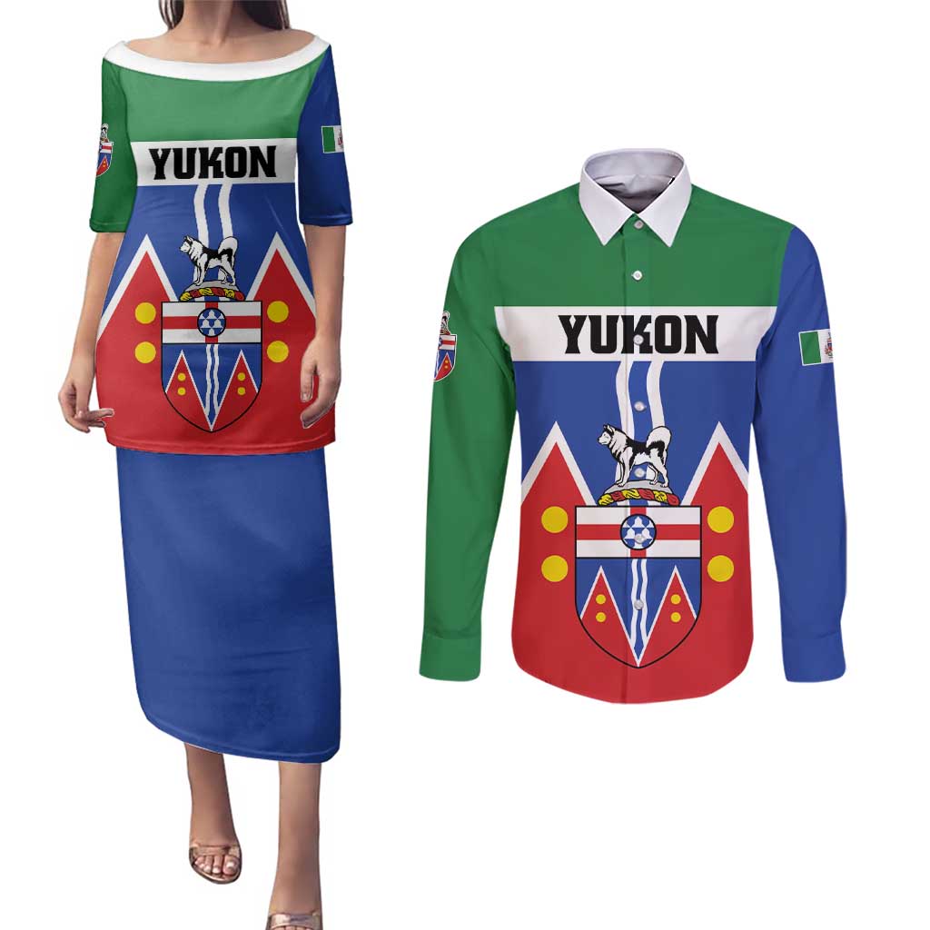 Personalized Canada Yukon Territories Couples Matching Puletasi and Long Sleeve Button Shirt Larger Than Life