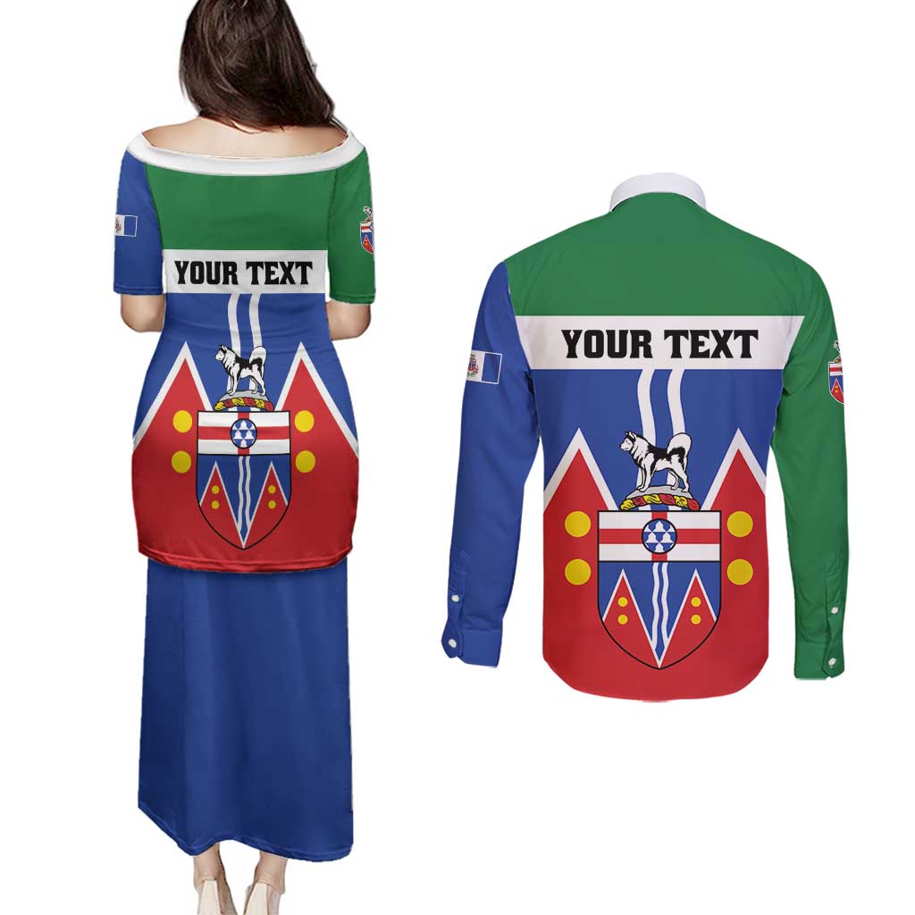 Personalized Canada Yukon Territories Couples Matching Puletasi and Long Sleeve Button Shirt Larger Than Life