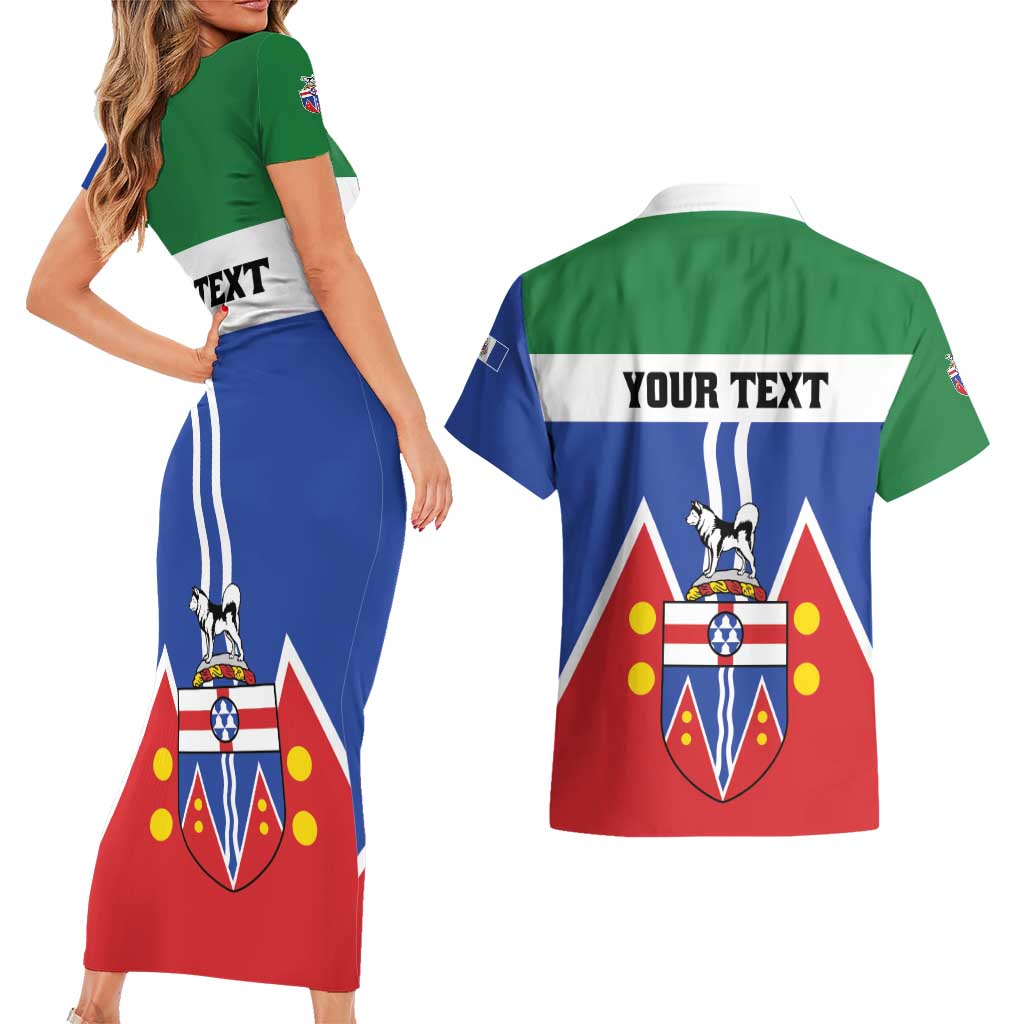 Personalized Canada Yukon Territories Couples Matching Short Sleeve Bodycon Dress and Hawaiian Shirt Larger Than Life