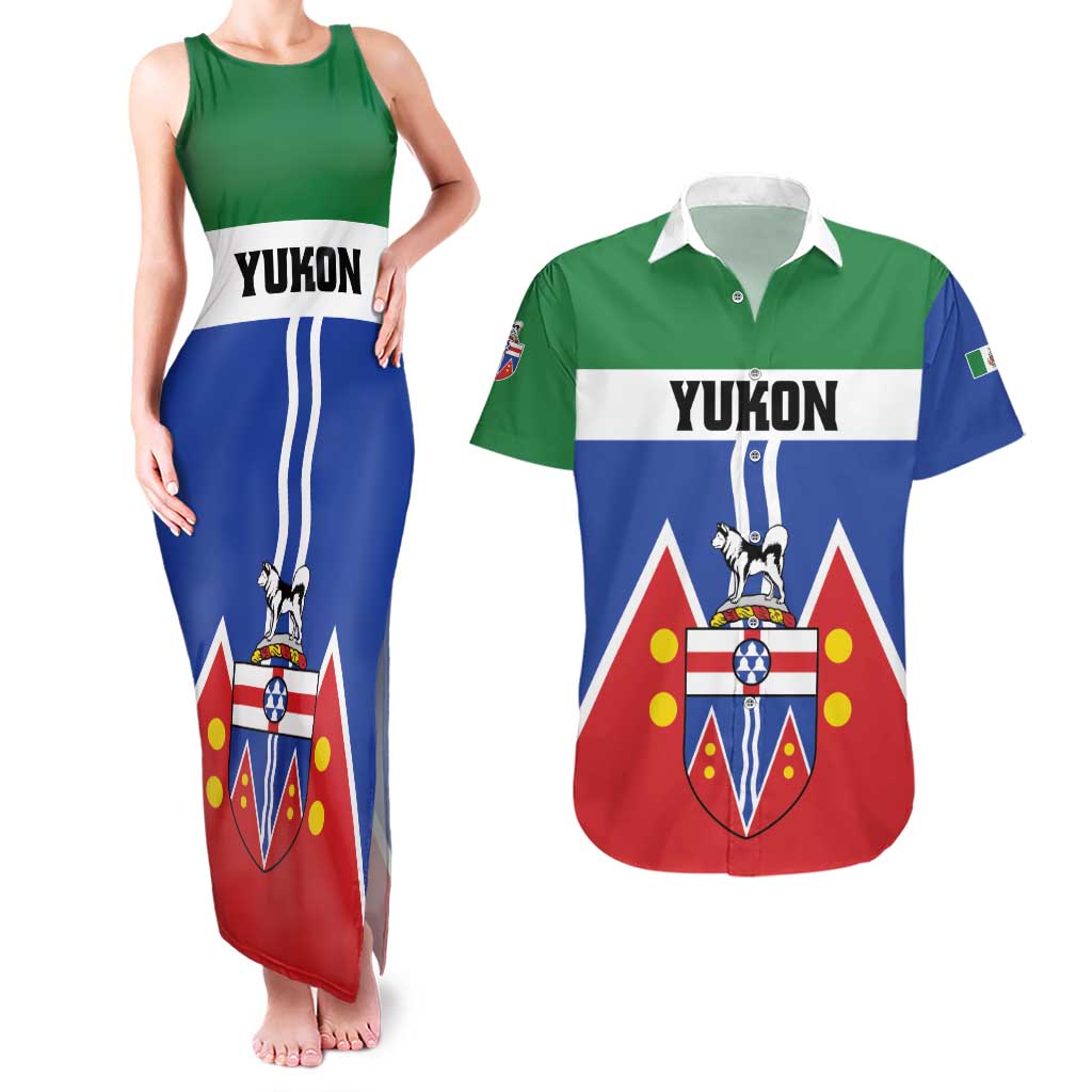 Personalized Canada Yukon Territories Couples Matching Tank Maxi Dress and Hawaiian Shirt Larger Than Life