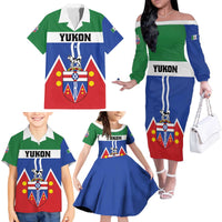 Personalized Canada Yukon Territories Family Matching Off The Shoulder Long Sleeve Dress and Hawaiian Shirt Larger Than Life