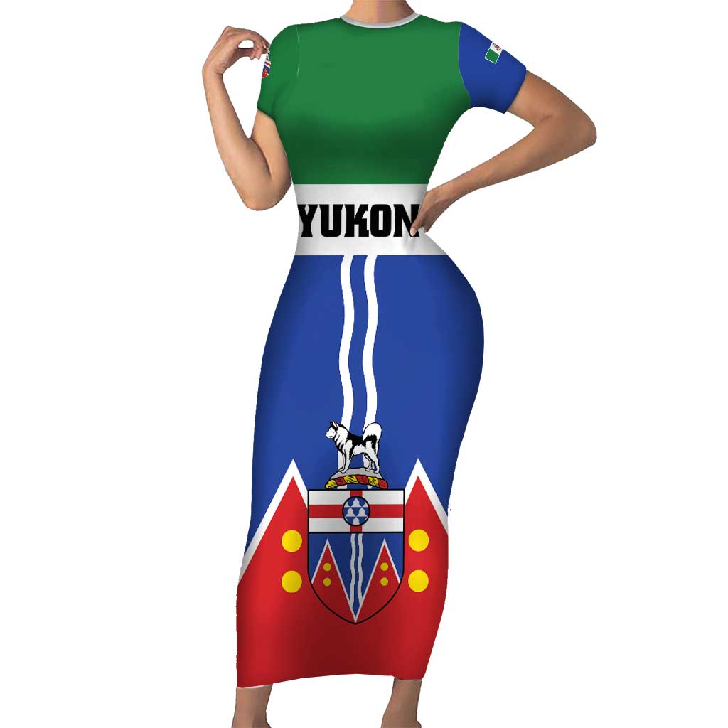 Personalized Canada Yukon Territories Family Matching Short Sleeve Bodycon Dress and Hawaiian Shirt Larger Than Life