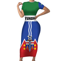 Personalized Canada Yukon Territories Family Matching Short Sleeve Bodycon Dress and Hawaiian Shirt Larger Than Life