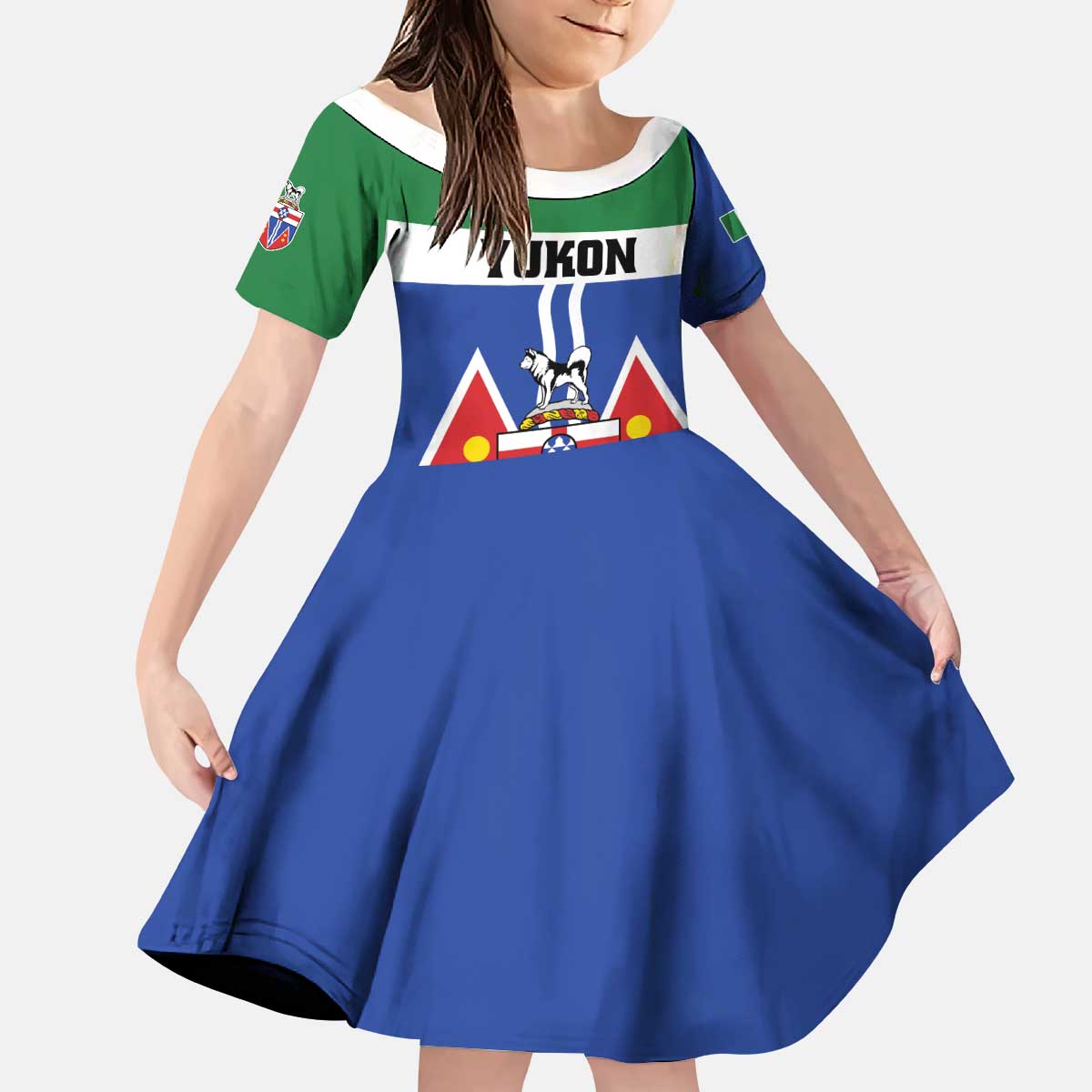 Personalized Canada Yukon Territories Kid Short Sleeve Dress Larger Than Life