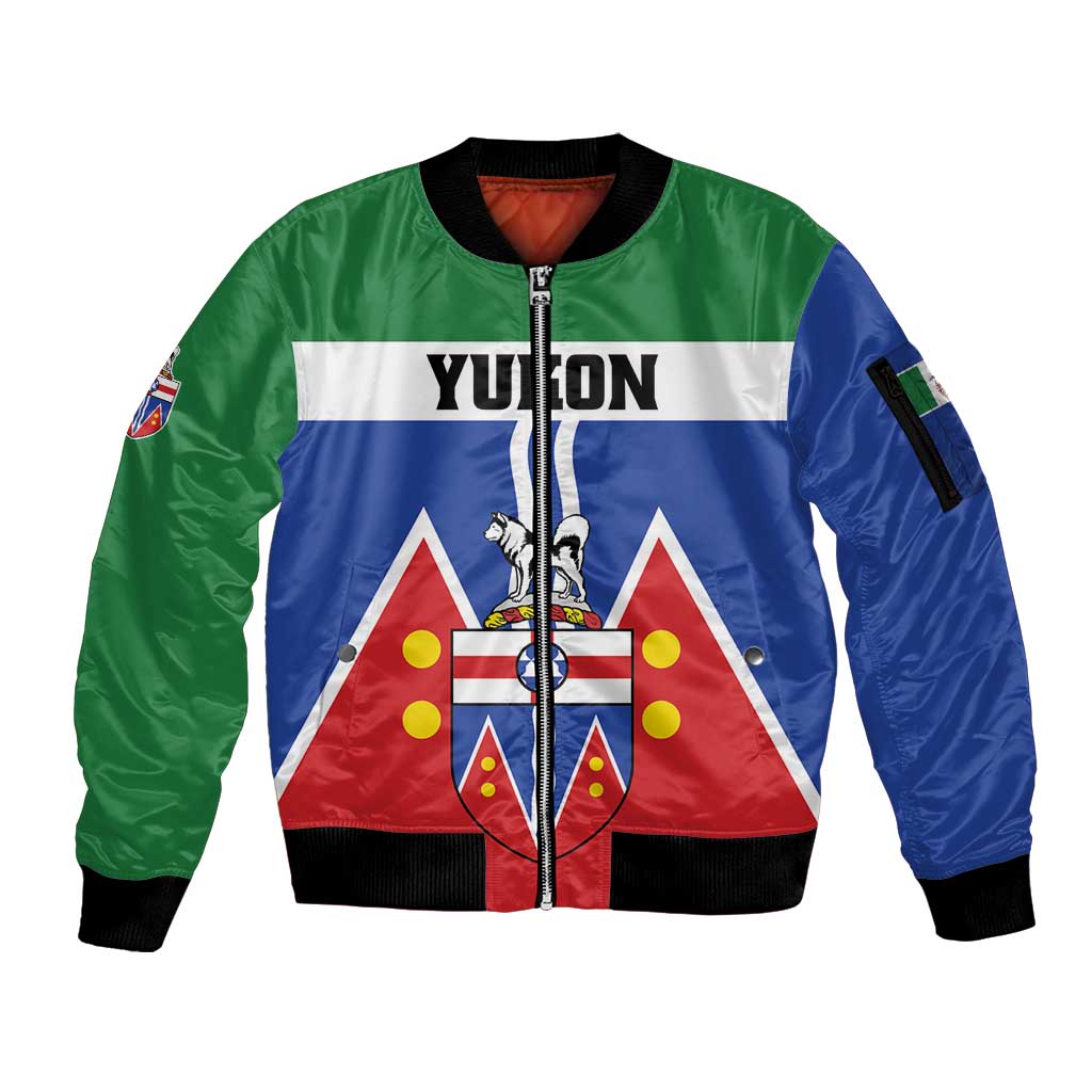 Personalized Canada Yukon Territories Sleeve Zip Bomber Jacket Larger Than Life