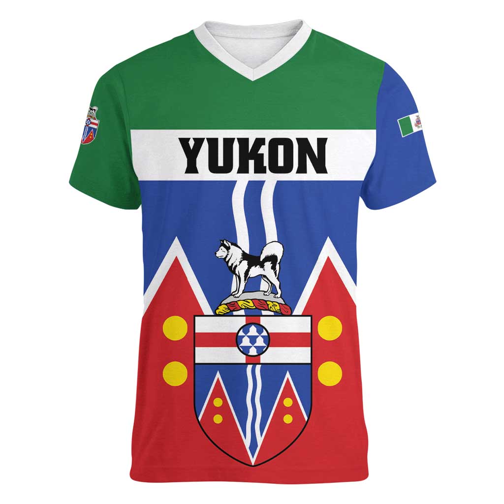 Personalized Canada Yukon Territories Women V-Neck T-Shirt Larger Than Life
