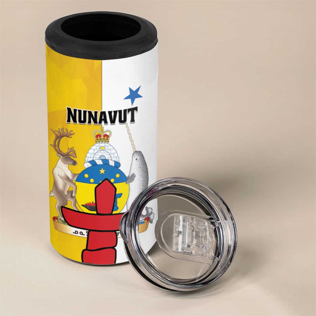 Personalized Canada Nunavut Territories 4 in 1 Can Cooler Tumbler Inuktitut Our Land Our Strength