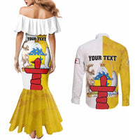 Personalized Canada Nunavut Territories Couples Matching Mermaid Dress and Long Sleeve Button Shirt Inuktitut Our Land Our Strength