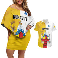 Personalized Canada Nunavut Territories Couples Matching Off Shoulder Short Dress and Hawaiian Shirt Inuktitut Our Land Our Strength