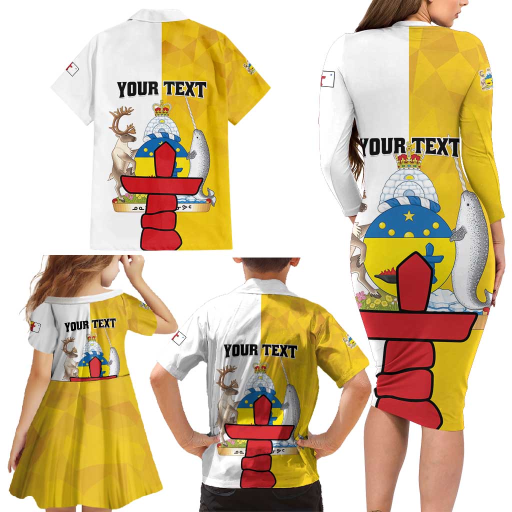 Personalized Canada Nunavut Territories Family Matching Long Sleeve Bodycon Dress and Hawaiian Shirt Inuktitut Our Land Our Strength