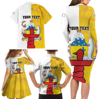 Personalized Canada Nunavut Territories Family Matching Long Sleeve Bodycon Dress and Hawaiian Shirt Inuktitut Our Land Our Strength