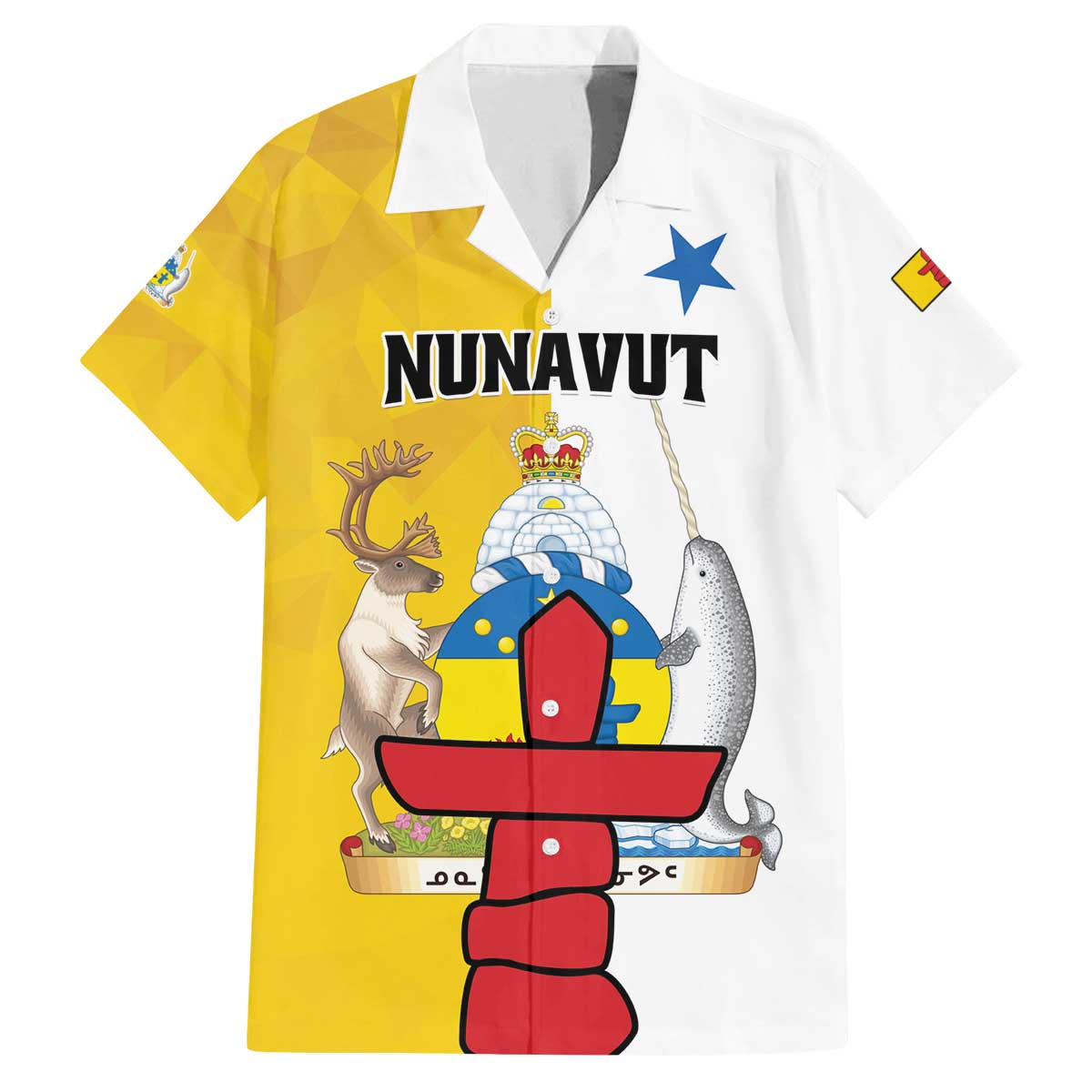 Personalized Canada Nunavut Territories Family Matching Off The Shoulder Long Sleeve Dress and Hawaiian Shirt Inuktitut Our Land Our Strength