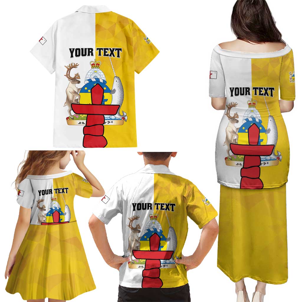 Personalized Canada Nunavut Territories Family Matching Puletasi and Hawaiian Shirt Inuktitut Our Land Our Strength