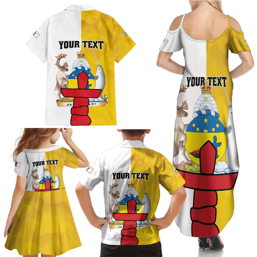 Personalized Canada Nunavut Territories Family Matching Summer Maxi Dress and Hawaiian Shirt Inuktitut Our Land Our Strength
