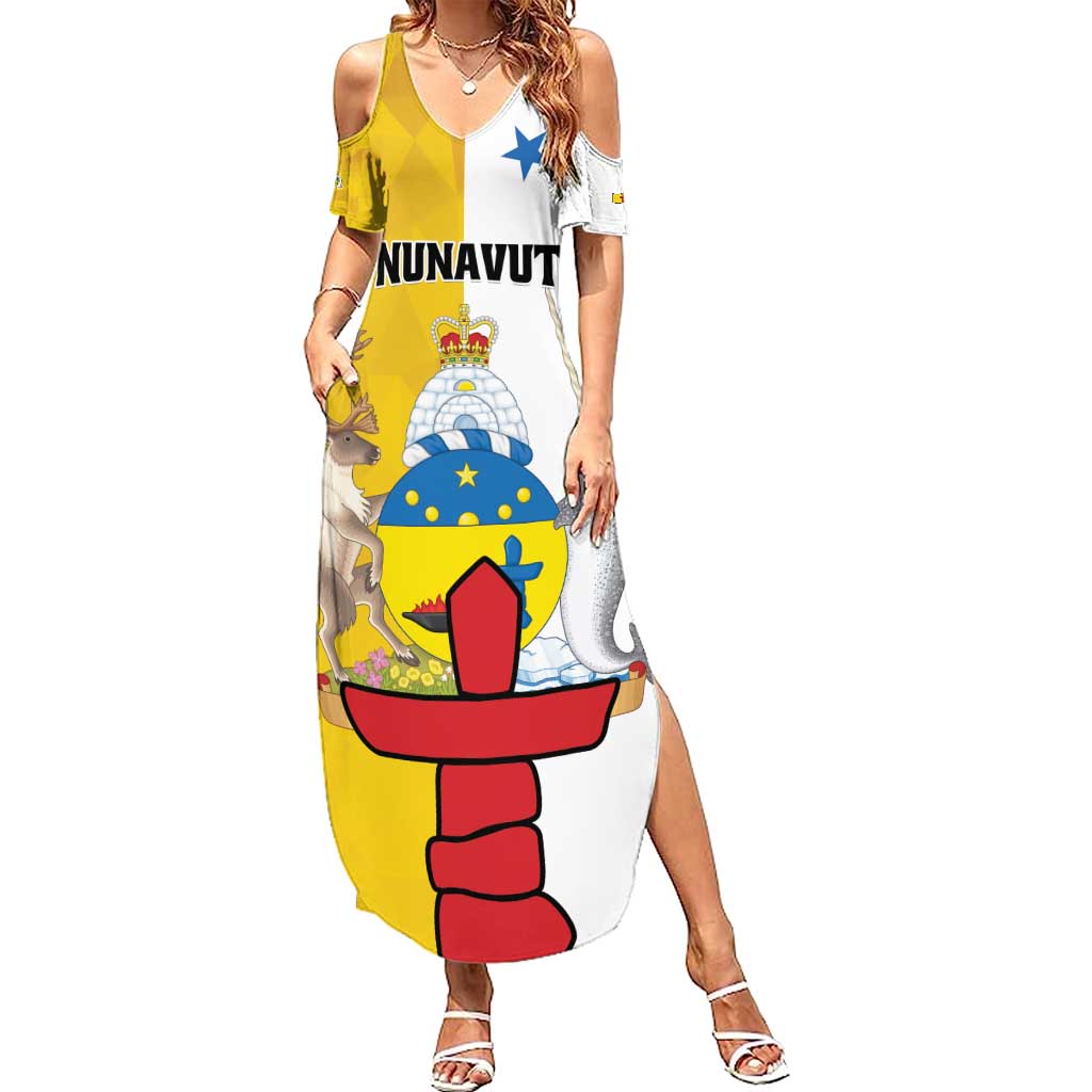 Personalized Canada Nunavut Territories Family Matching Summer Maxi Dress and Hawaiian Shirt Inuktitut Our Land Our Strength