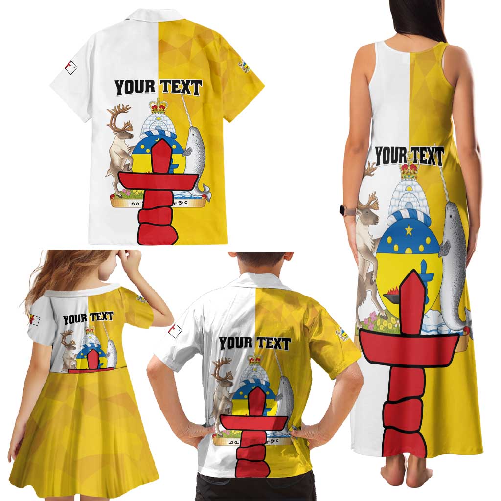Personalized Canada Nunavut Territories Family Matching Tank Maxi Dress and Hawaiian Shirt Inuktitut Our Land Our Strength