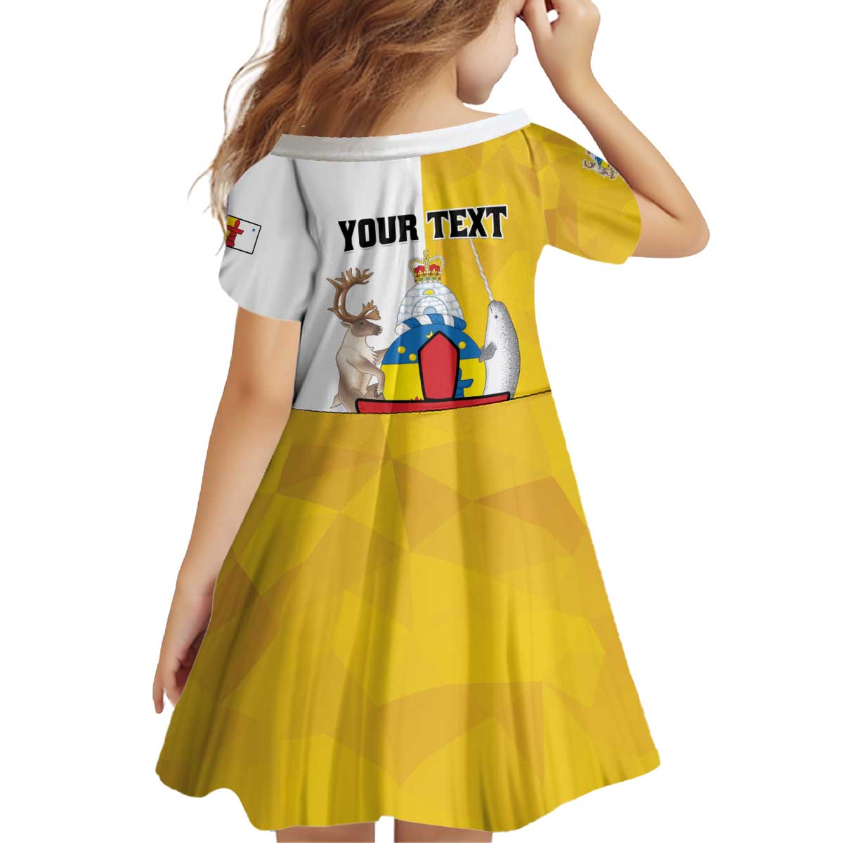 Personalized Canada Nunavut Territories Kid Short Sleeve Dress Inuktitut Our Land Our Strength