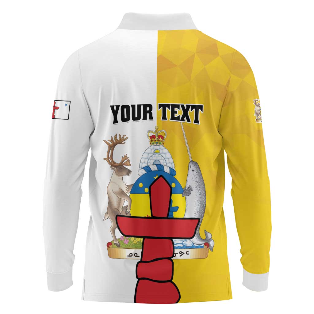 Personalized Canada Nunavut Territories Long Sleeve Polo Shirt Inuktitut Our Land Our Strength