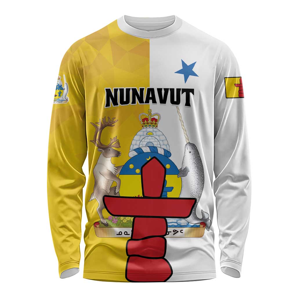 Personalized Canada Nunavut Territories Long Sleeve Shirt Inuktitut Our Land Our Strength