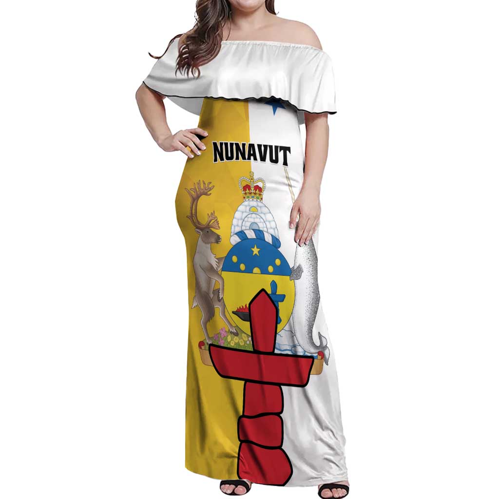 Personalized Canada Nunavut Territories Off Shoulder Maxi Dress Inuktitut Our Land Our Strength