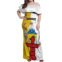 Personalized Canada Nunavut Territories Off Shoulder Maxi Dress Inuktitut Our Land Our Strength