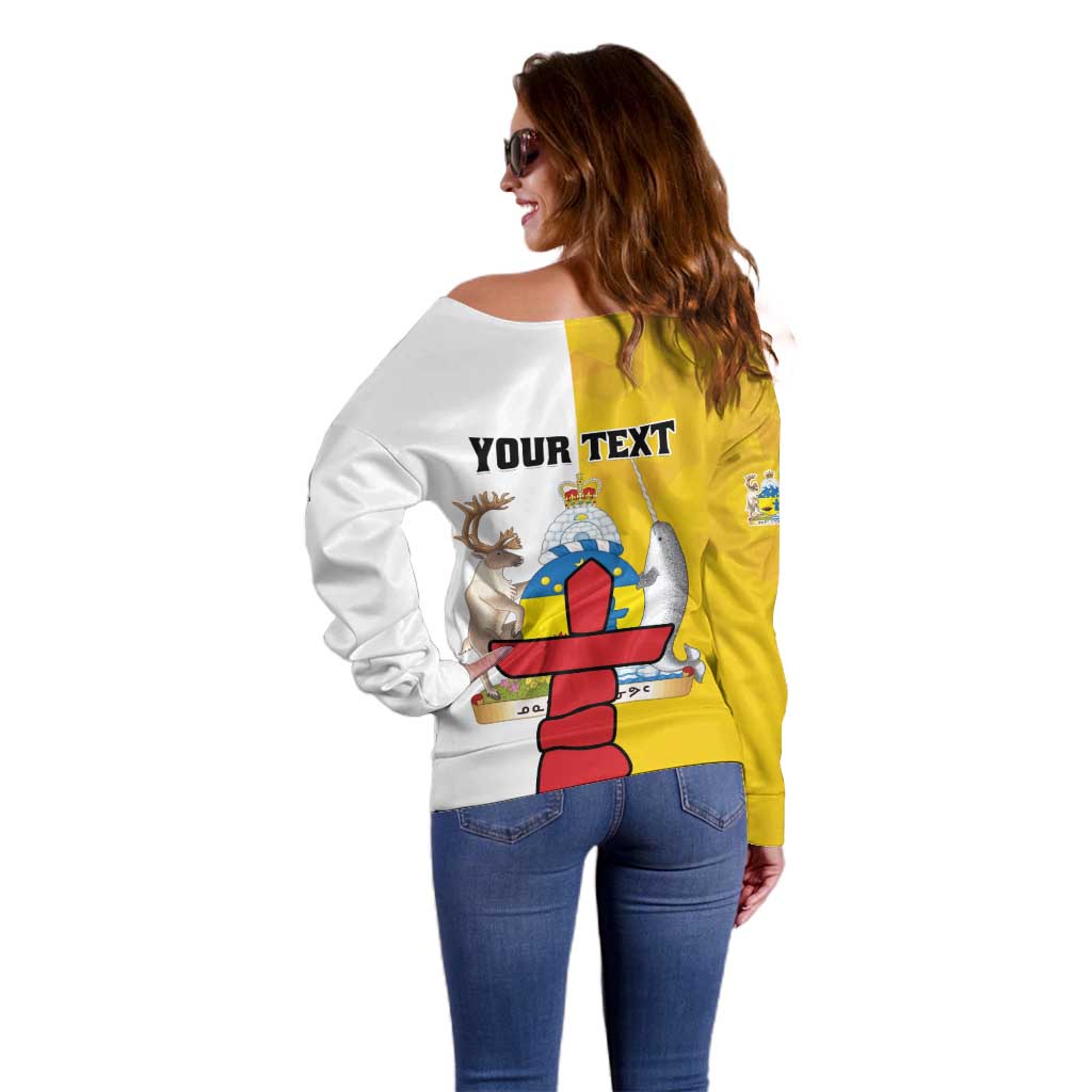 Personalized Canada Nunavut Territories Off Shoulder Sweater Inuktitut Our Land Our Strength