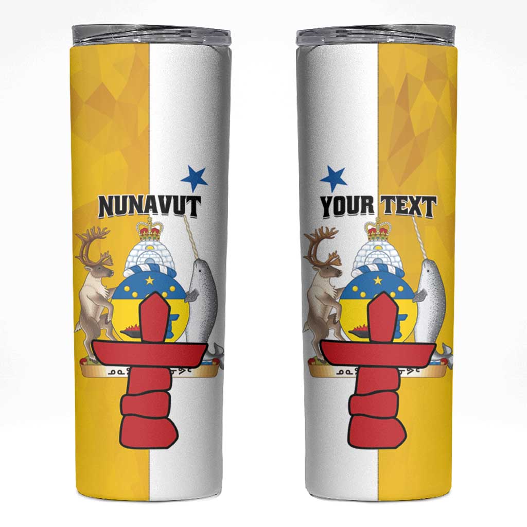 Personalized Canada Nunavut Territories Skinny Tumbler Inuktitut Our Land Our Strength