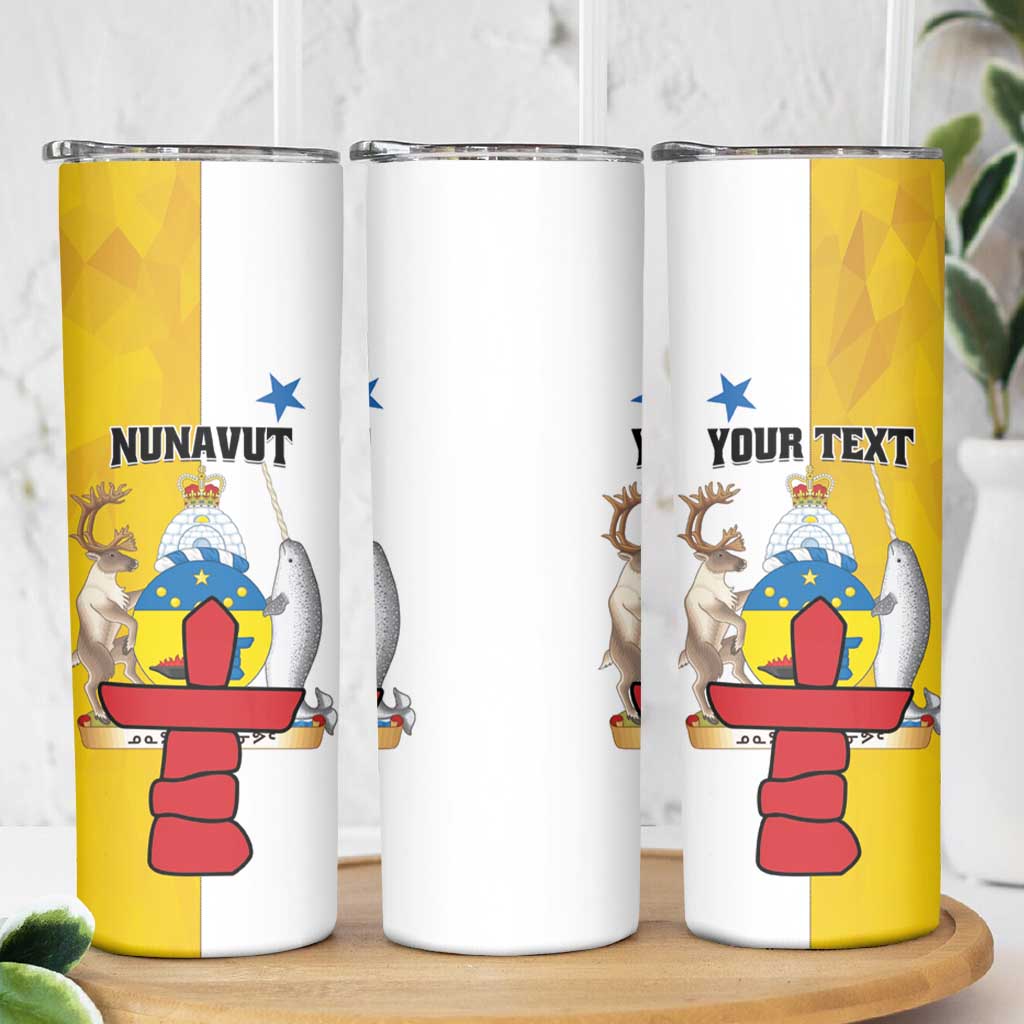 Personalized Canada Nunavut Territories Skinny Tumbler Inuktitut Our Land Our Strength