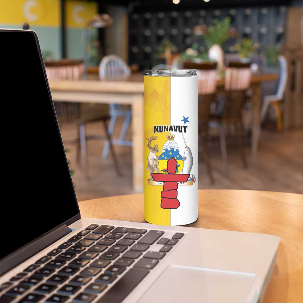 Personalized Canada Nunavut Territories Skinny Tumbler Inuktitut Our Land Our Strength